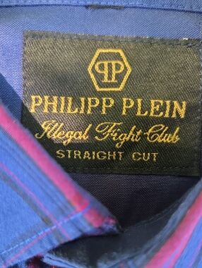 Philipp Plein Blue with Red Check Pattern Casual Shirt